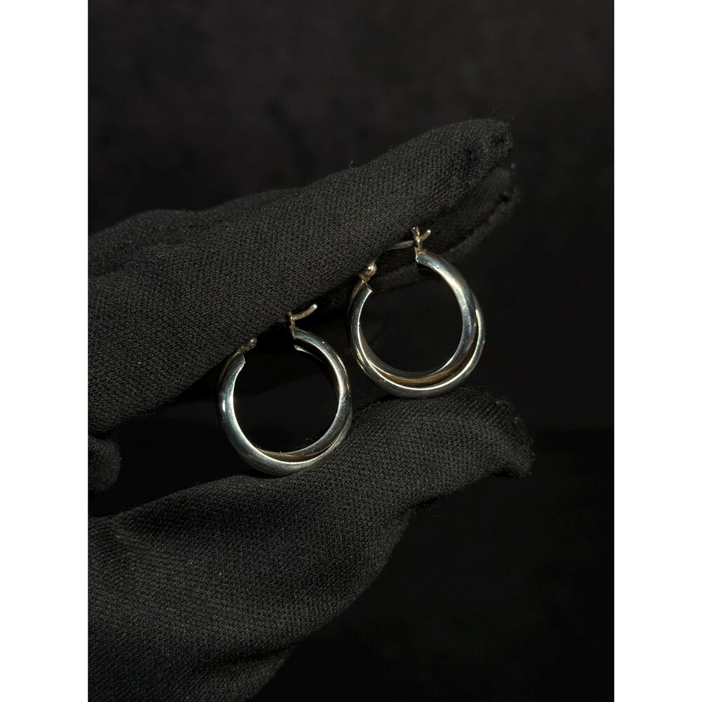 Sterling Silver Overlapping Double Hoop Earrings